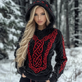 Vintage Celtic Knot Jacquard Contrast Hooded Chunky Sweater elevenforest