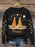 Comstylish Monks' Peace Walk Print Casual Sweatshirt