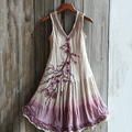 Vintage Celtic Knot With Cherry Blossoms Gradient Pattern Linen Tank Dress elevenforest