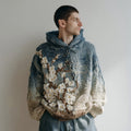 Men's Japanese Almond Blossom Gradient Warm Hooded Sweater elevenforest
