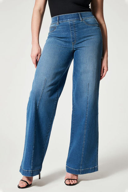 Street Patchwork Mid Waist Loose Denim Jeans