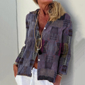 Vintage Floral Patchwork Art Linen Print  Long Sleeve Shirt elevenforest