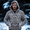 Men's Viking Fenrir Wolf Cozy Thick Hooded Sweater elevenforest