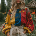 Women's Stand With Venezuela Inspired Venezuela Flag With Floral Art Linen Blend Blouses elevenforest