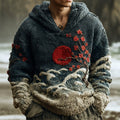 Vintage Japanese Floral Art Men's Knit Hooded Sweater elevenforest