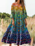Women's Art Painting Hippie Print Long Sleeve Dress