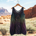 Women's Vintage Celtic Knot Gradient Art Linen Tank Top elevenforest