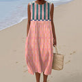 Comstylish Women's Vintage Geometry Color Block Print Casual Dress
