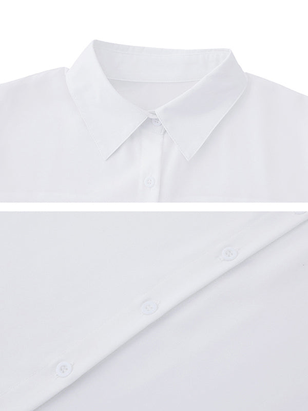 High-low Irregular Clipping Color Split-joint Lapel Blouses