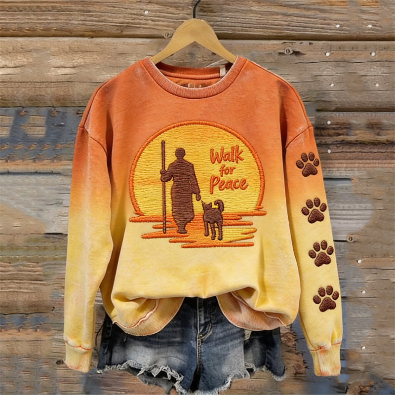 Comstylish Walk For Peace Paw Prints Sunset Gradient Sweatshirt