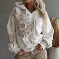 Women's Vintage Rose Embroidery Art Casual Hoodie elevenforest