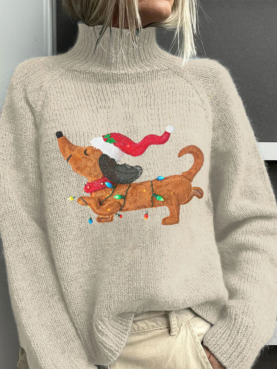 Comstylish Women's Merry Christmas Cute Dog Print Sweater
