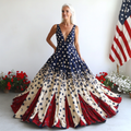 Women's Independence Day Flag And Floral Print Sleeveless Dress elevenforest