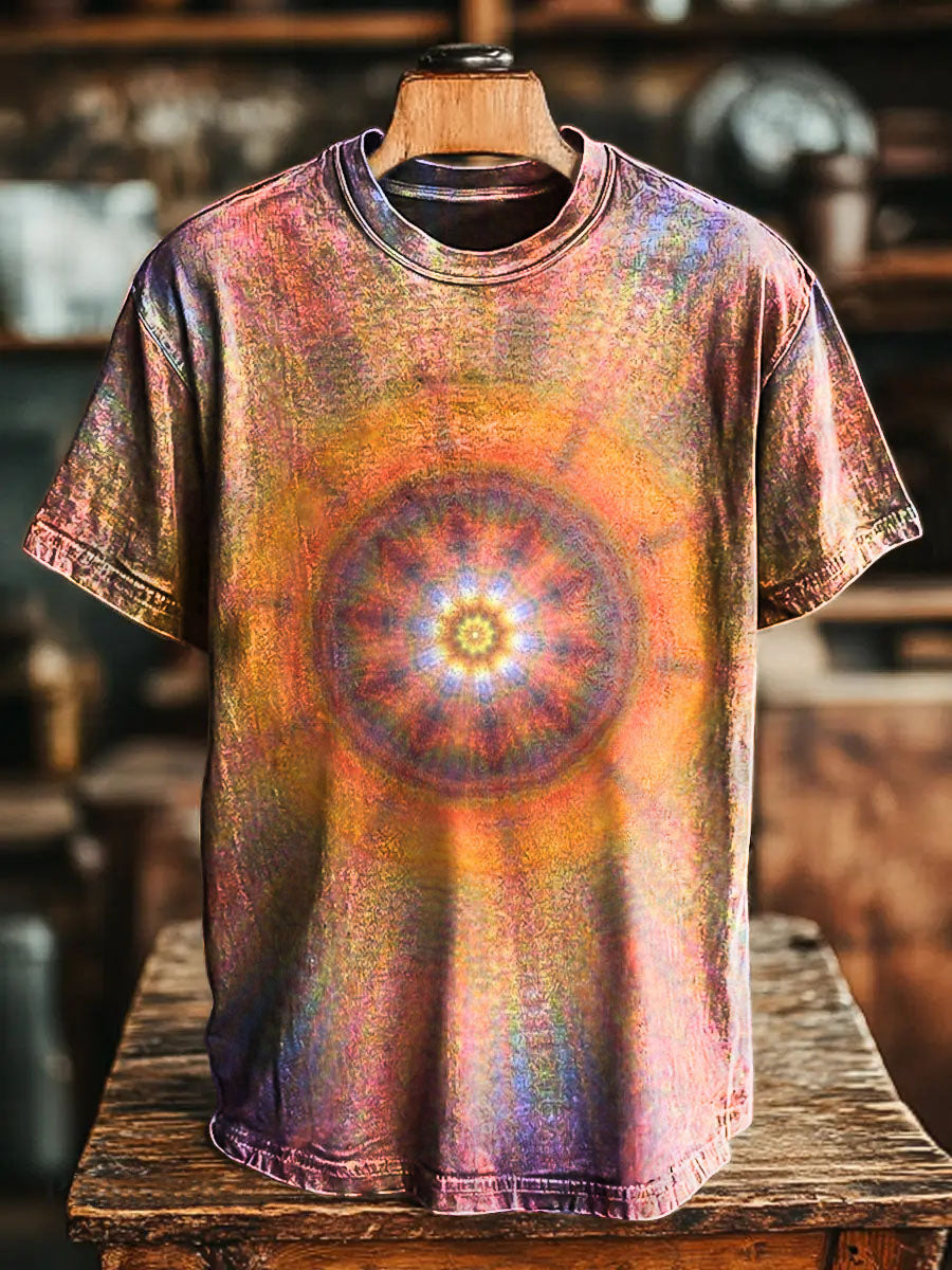Visual impact Kaleidoscope Vintage Art Print Casual T-shirt For Men An