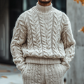 Mens Vintage High Neck Jacquard Weave Cozy Casual Sweater elevenforest