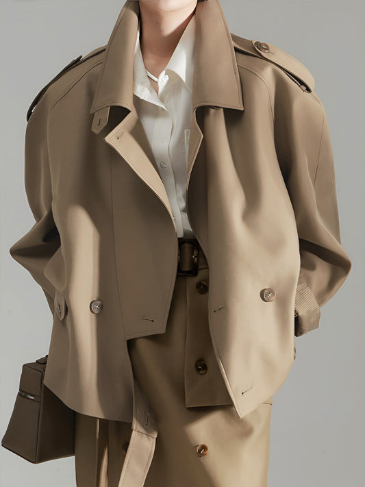 Asymmetrical Lapel Trench Coat