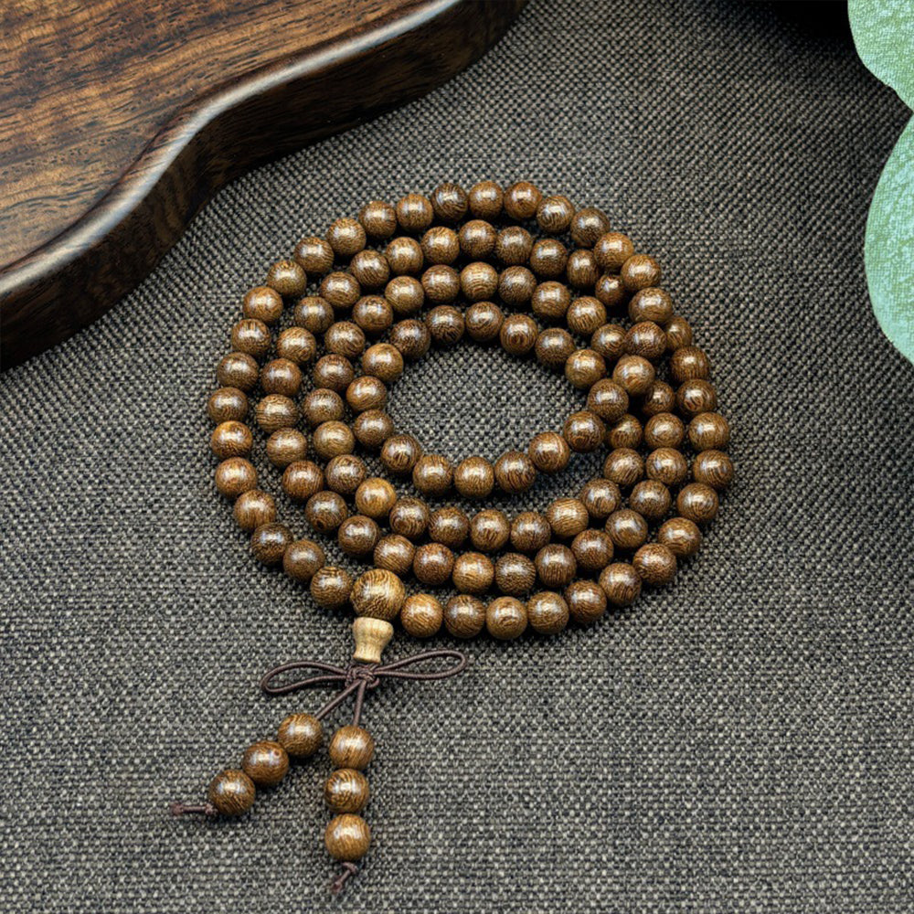 Comstylish Walk For Peace With A 108-bead Buddha Mala Of Golden Silk Rosewood