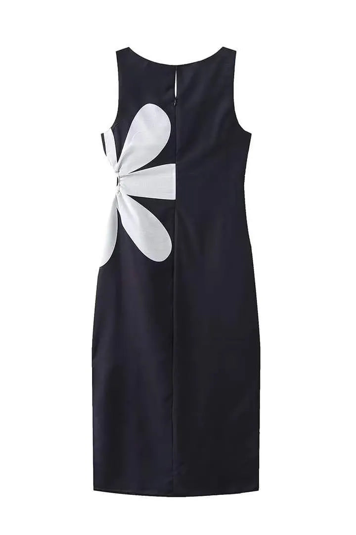 Ophelia Printed Cut-out Midi Dress