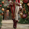 Women's Christmas Candy Stripe Casual Leggings elevenforest