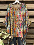 Women's Abstract Tree Branch Colorful Stripe Printed Top