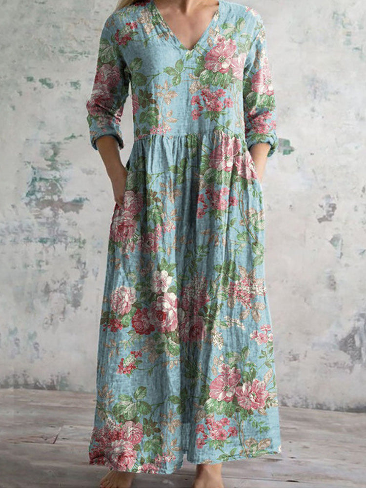 Women's Retro Floral Print Dress elevenforest