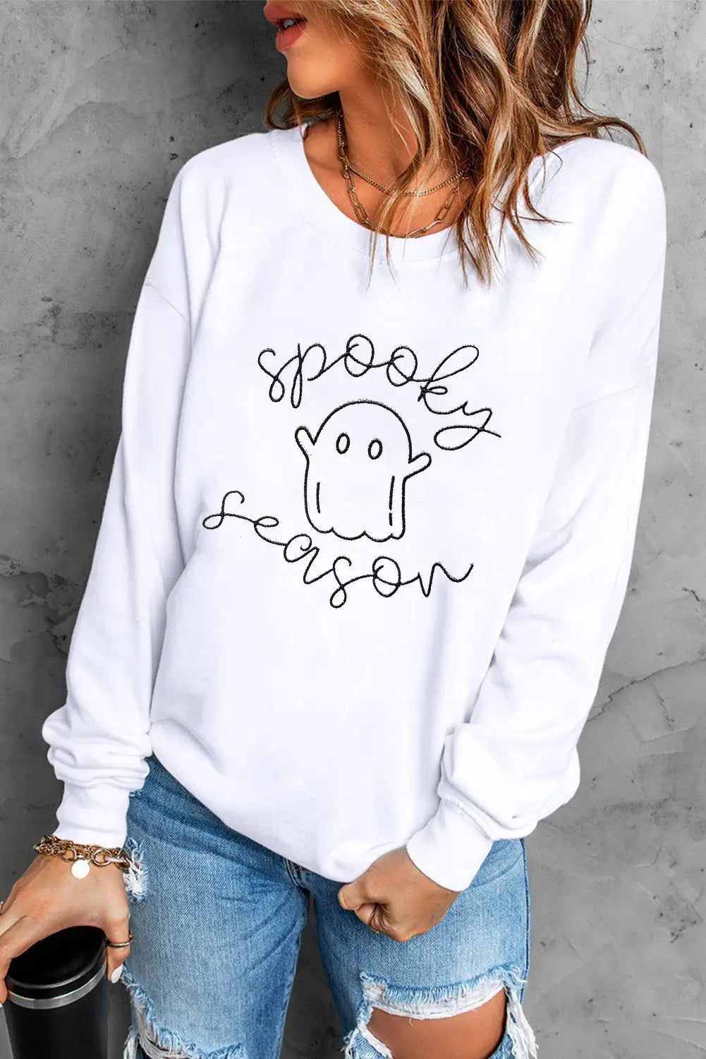Beige Ghost Spooky Season Sweatshirt