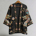 Japanese Dragon And Pearl Motif Art Linen Kimono elevenforest