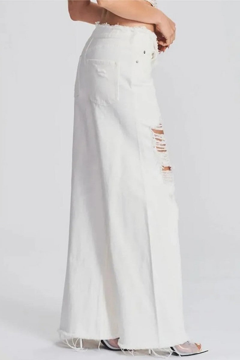 Ripped Patchwork Mid Waist Regular Denim Jeans (subject to the Actual Object)