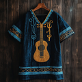 Men's Ancient Egypt Abstract Guitar Color Cotton And Linen T-shirt elevenforest