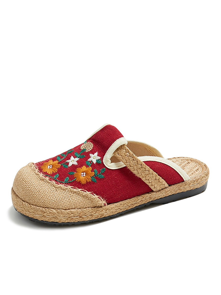Summer Flower Embroidery Slippers Cc050