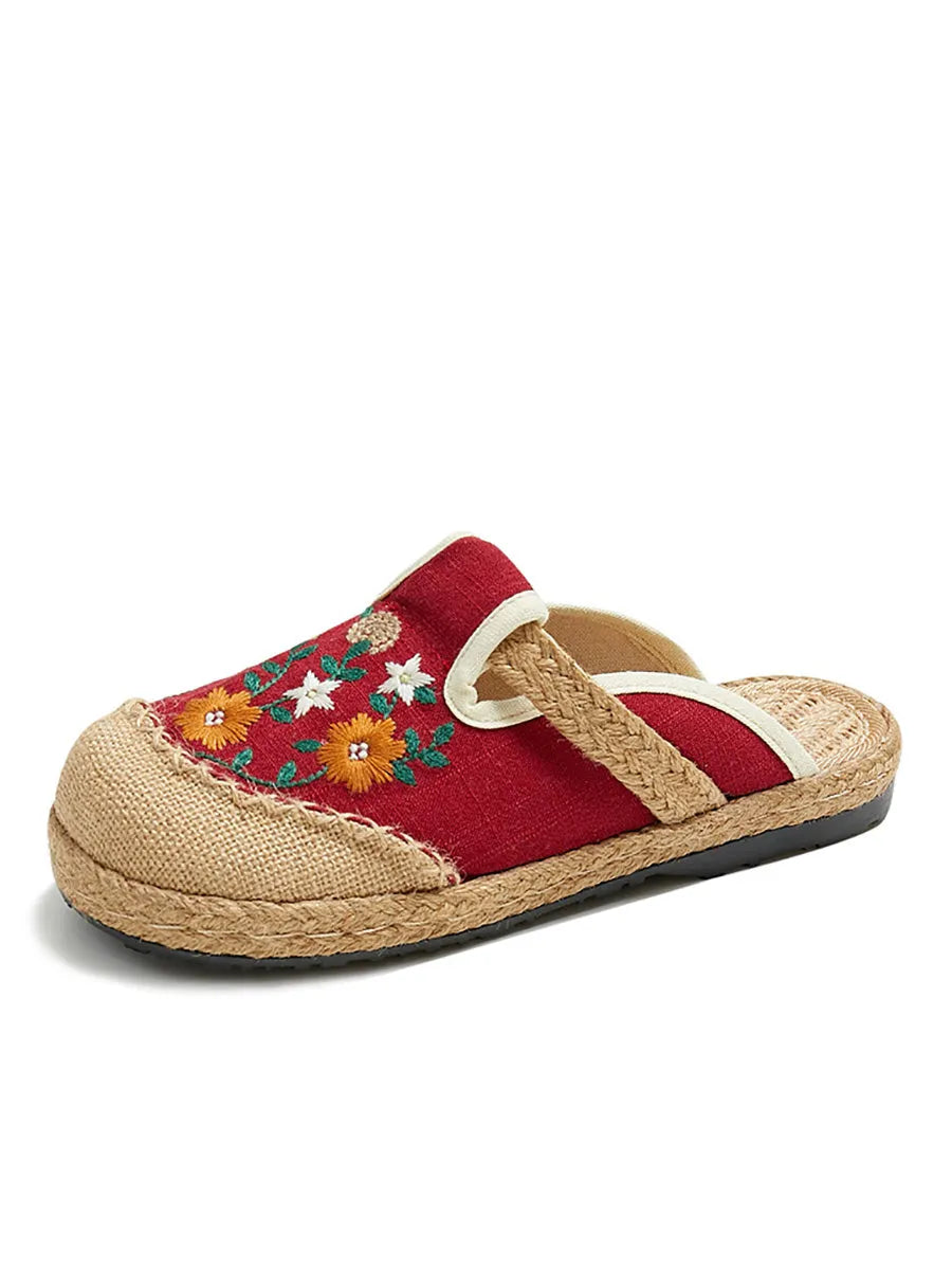 Summer Flower Embroidery Slippers Cc050