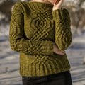 Vintage Chunky Knit Cable Jacquard Aran Sweater elevenforest