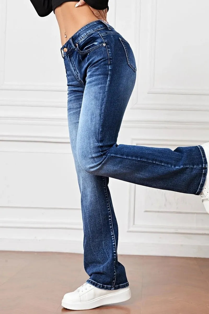 Pocket High Waist Denim Jeans(3 Colors)