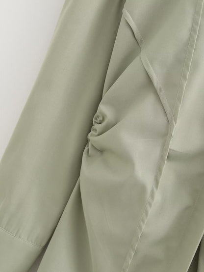 Niche Design Pinch Pleated Cardigan Blouse
