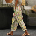 Comstylish Women's Vintage Floral Art Linen Lounge Pants