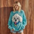 Comstylish Fuzzy Poodle Dog Felt Cozy Knit Sweater