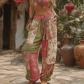 Women's Retro Floral Stitching Casual Pants elevenforest