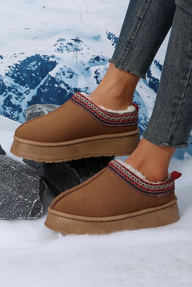 Plush Lined Snow Boots Chestnut Suede
