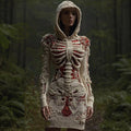 Women's Halloween Sequined Skull Pattern Comfortable Knit Hooded Mini Skirt elevenforest
