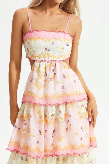Cami Tiered Ruffle Hem Backless Maxi Dress
