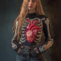 Comstylish Female Anatomy Art Heart Antique Black Round Neck Sweater
