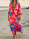 Women's Floral Art Print Pocket Cotton Dresses