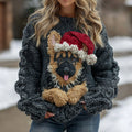 Comstylish Christmas Cute German Shepherd Puppy In Hug Chunky Knit Cozy Sweater