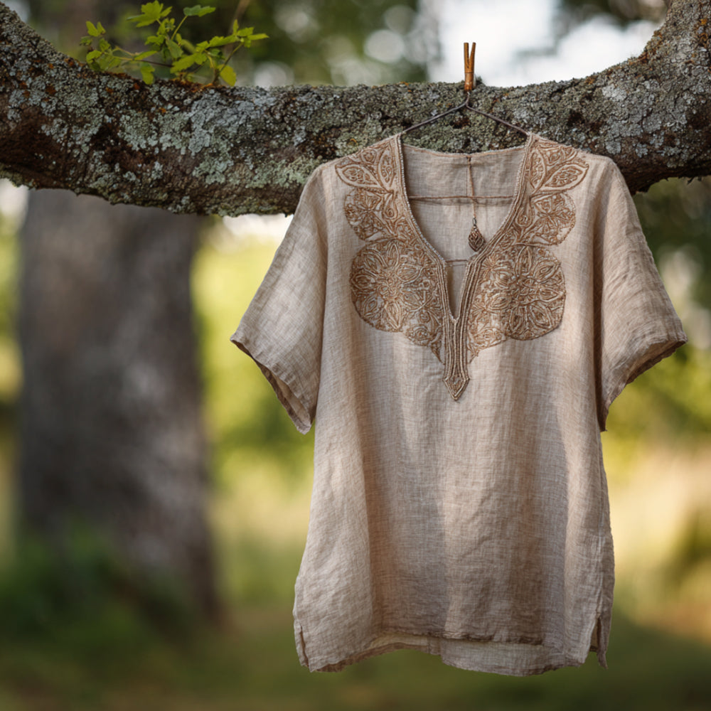Mandala Short-sleeved V-neck Top elevenforest