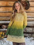 Tree Of Life Gradient Color Women's Sweater Midi Dress elevenforest
