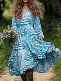 Women's Christmas Tree Pattern Cotton and Linen Dress
