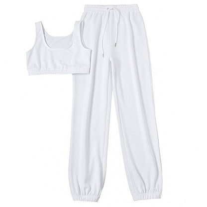 Clothing Cropped Tank Top Ankle Tied Lace Up Trousers Two Piece Set