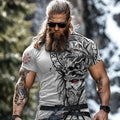 Men's Retro Viking Rune Print Short Sleeve T-shirt elevenforest