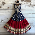 Women's Vintage Independence Day With Celtic Life Of Tree Art Linen Midi Dress elevenforest