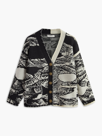 Printed Oversize Knit Outwear